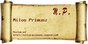 Milos Primusz névjegykártya